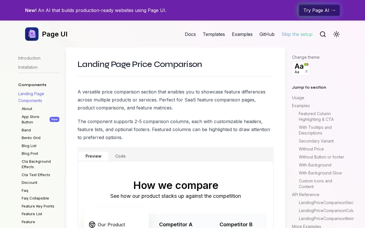 Landing page components & templates that you can copy & paste — pricing page
