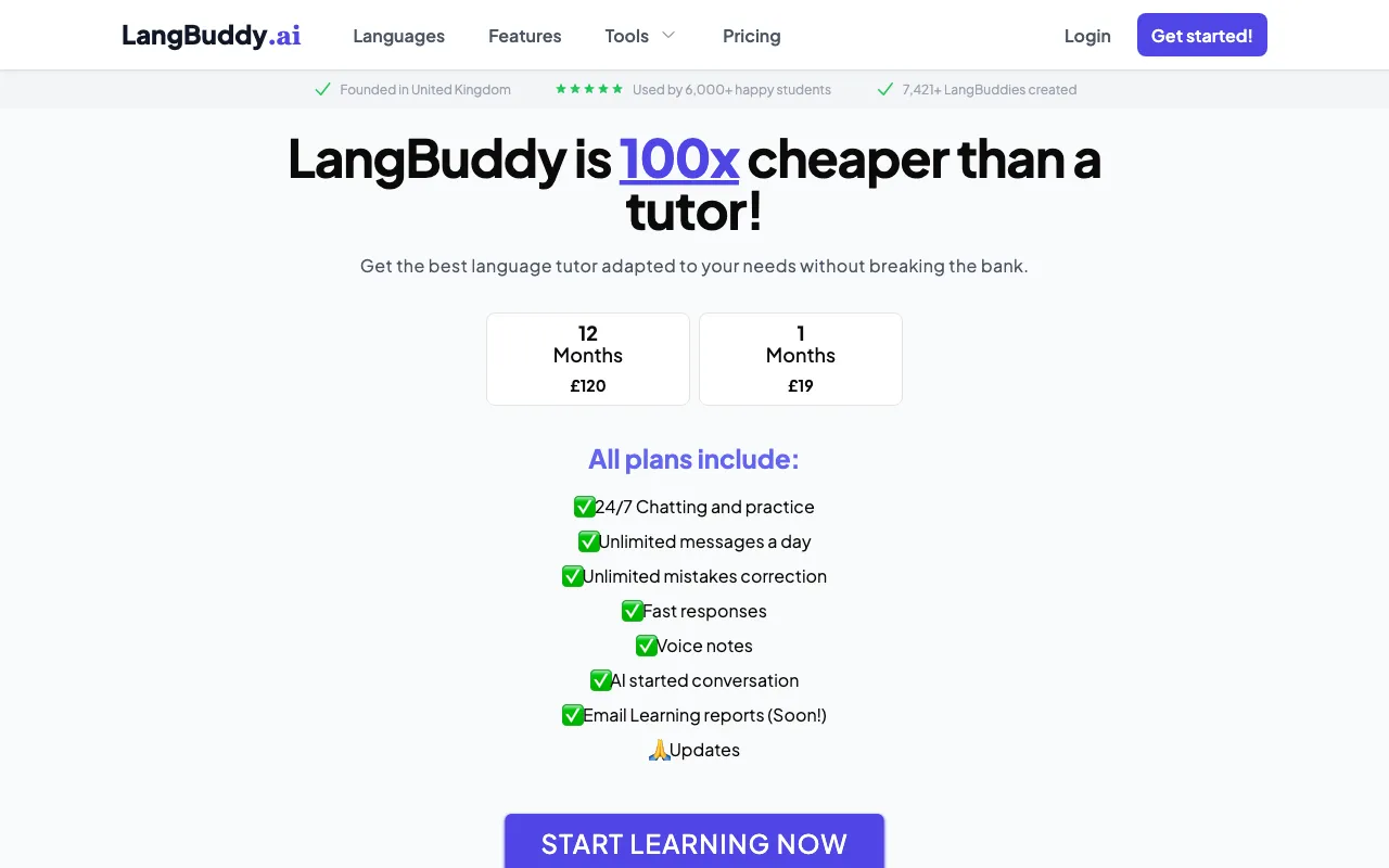 LangBuddy.ai — pricing page