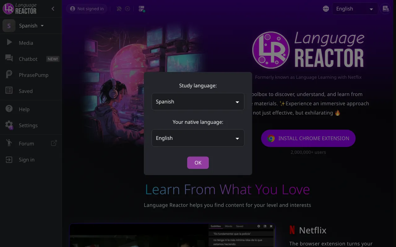 Language REACTOR — preview screenshot