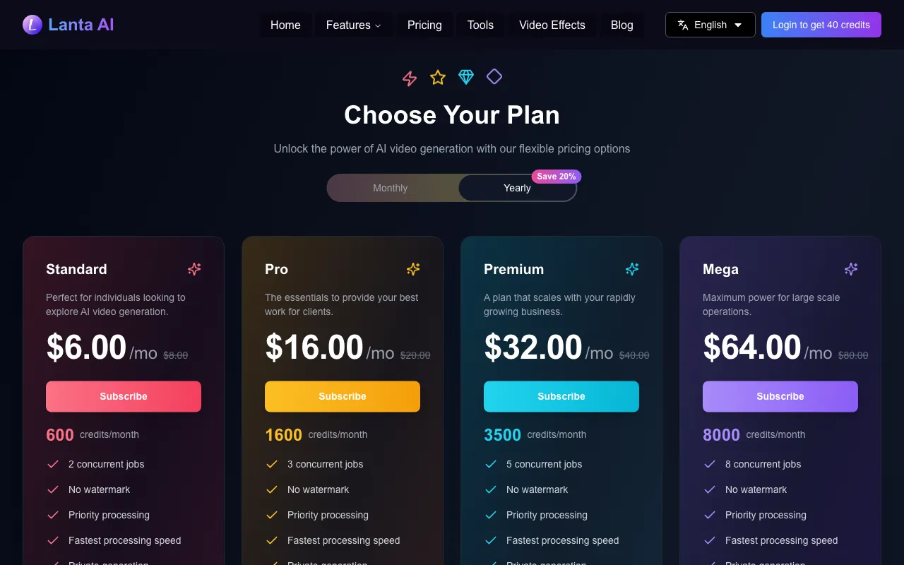 Lanta AI — pricing page