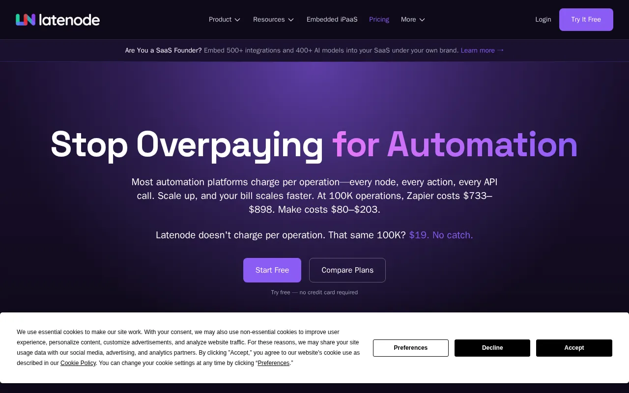Latenode — pricing page