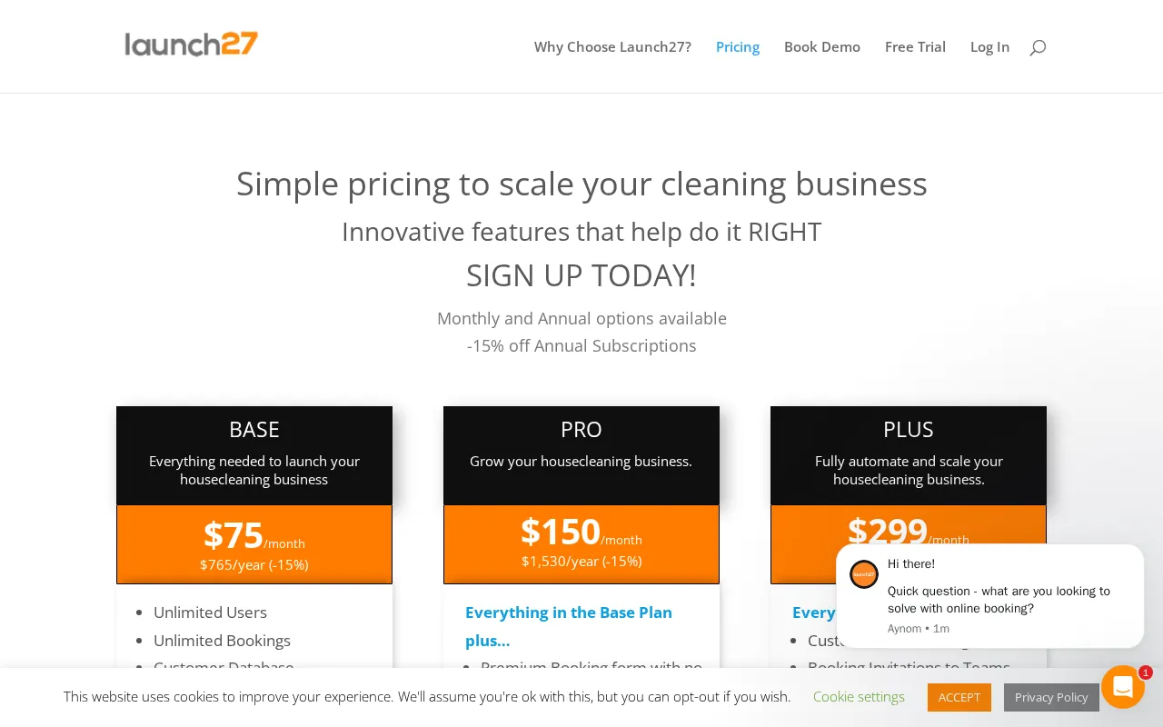 Launch27 — pricing page