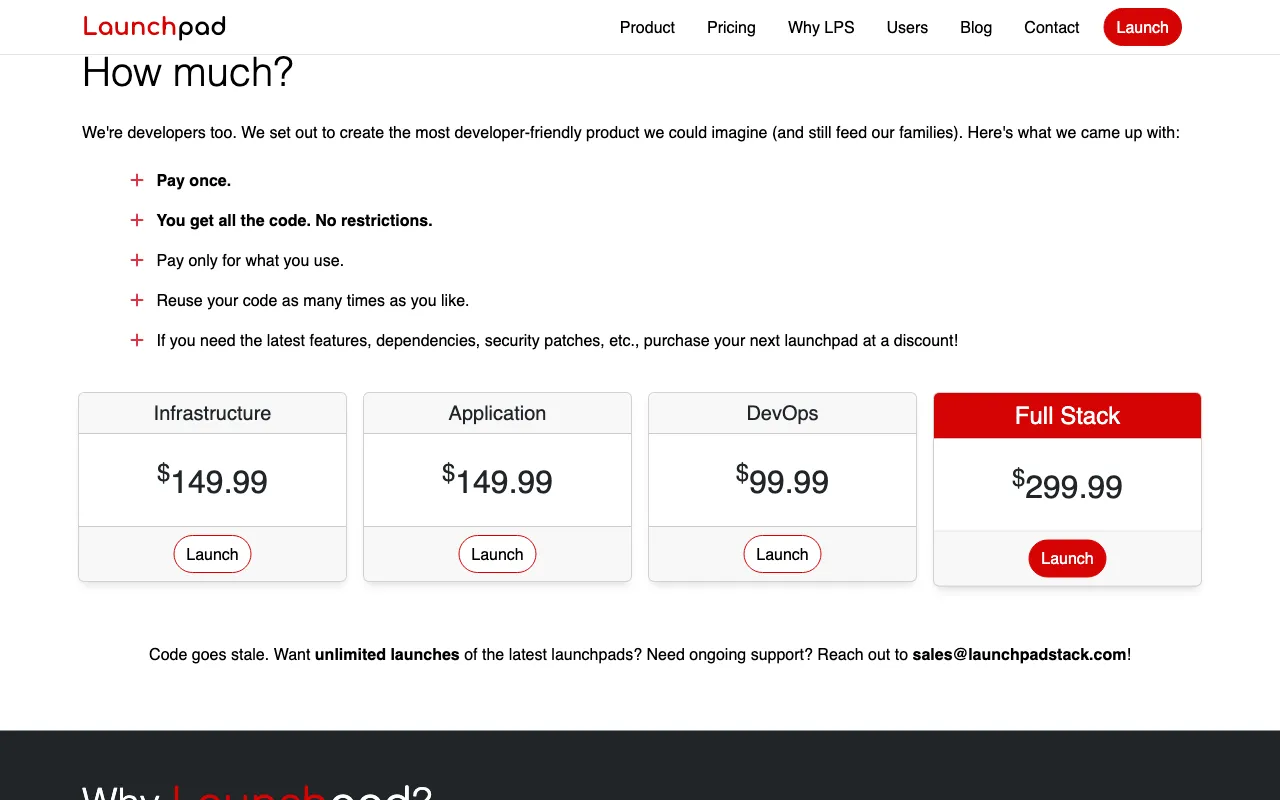Launchpad Stack — pricing page