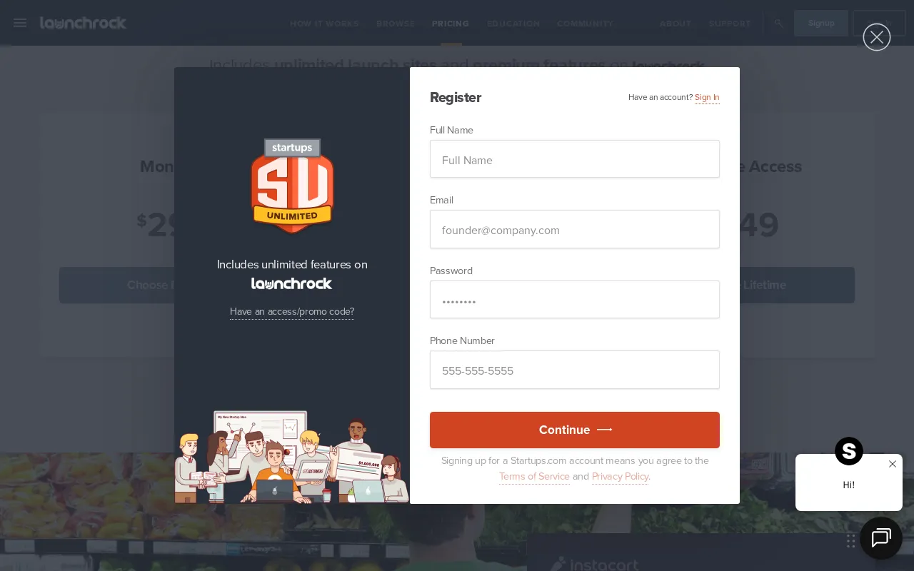 LaunchRock — pricing page