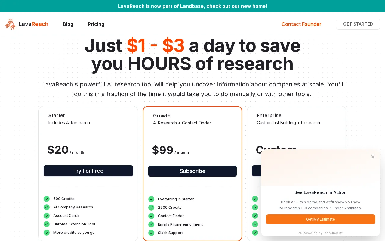 LavaReach — pricing page