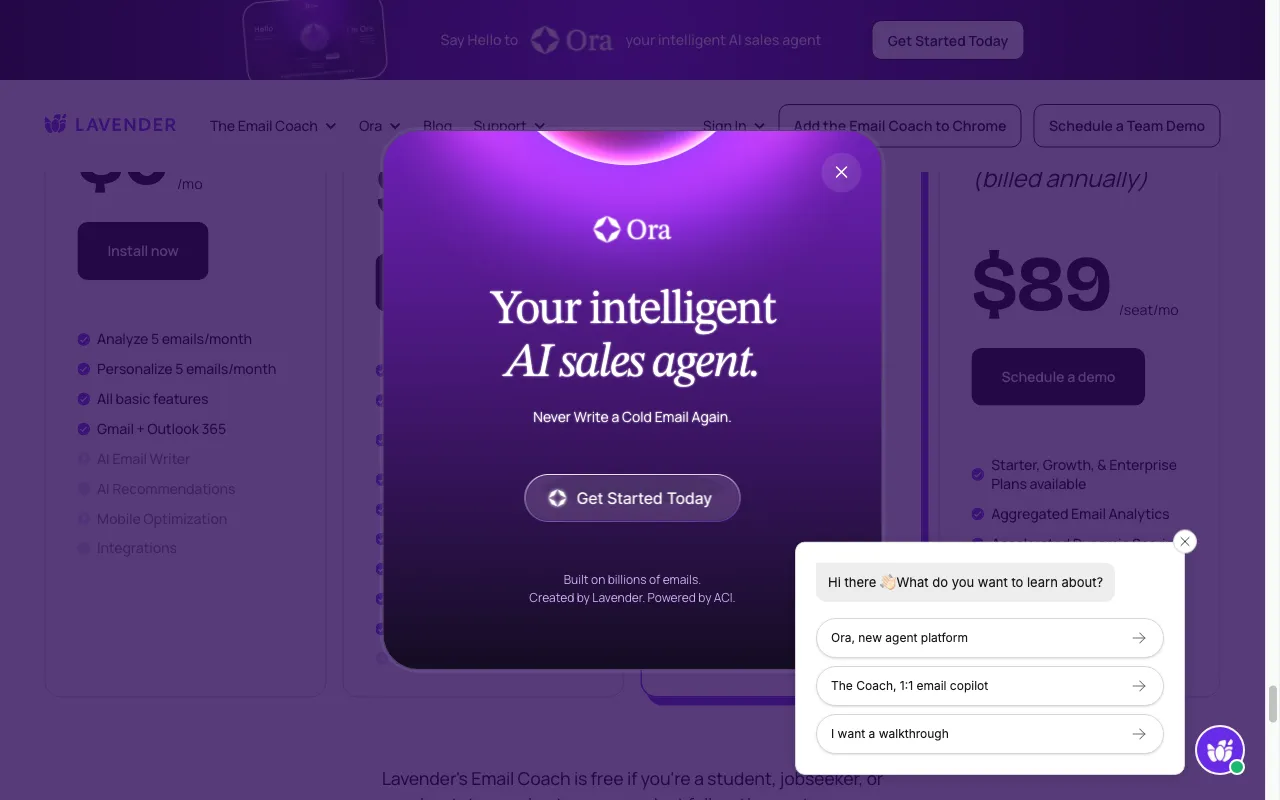Lavender — pricing page