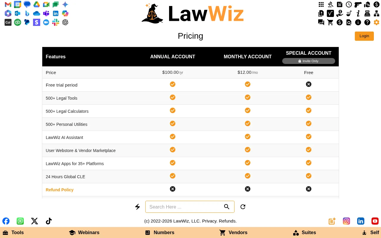 LawWiz — pricing page