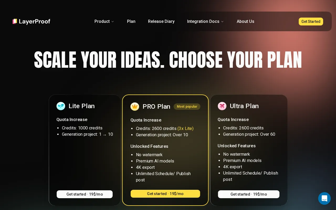 LayerProof — pricing page