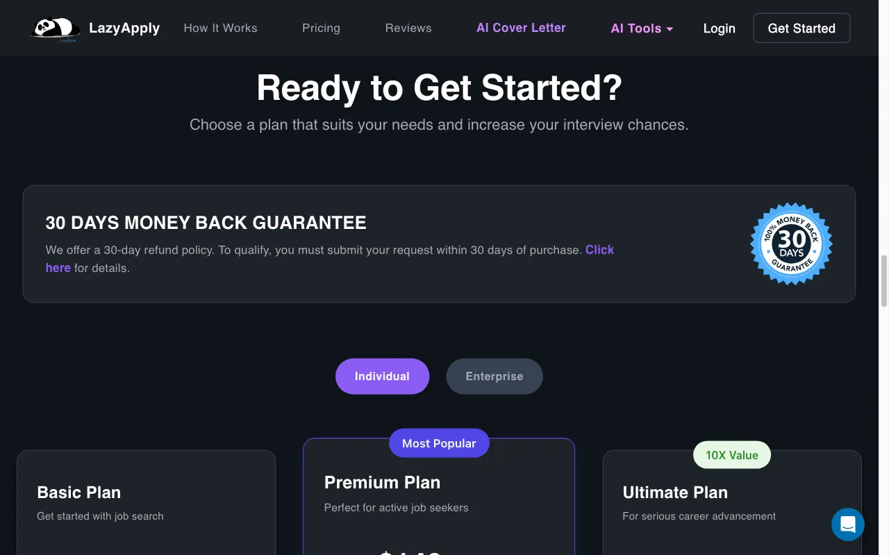 LazyApply — pricing page