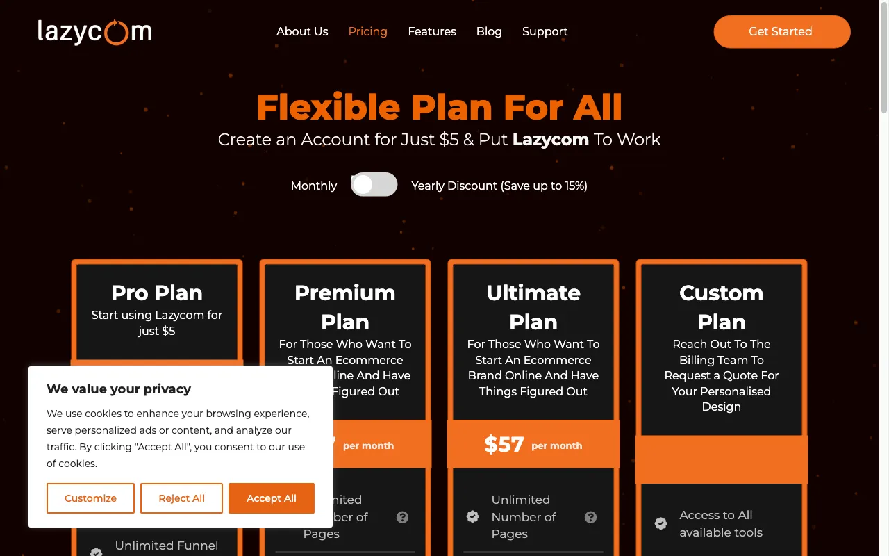 Lazycom-Smart Marketing Automations — pricing page