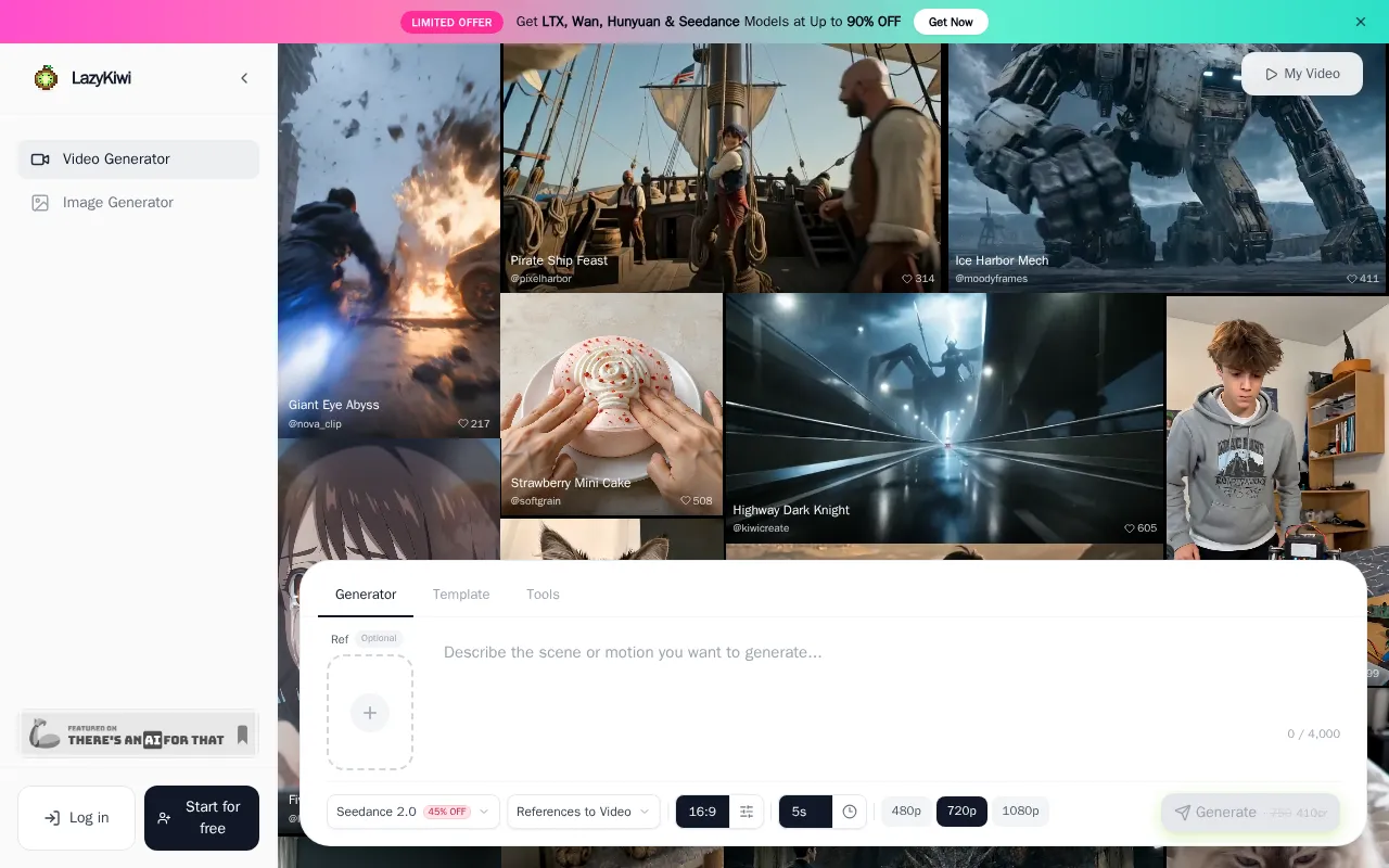 LazyKiwi AI Video Generator — preview screenshot