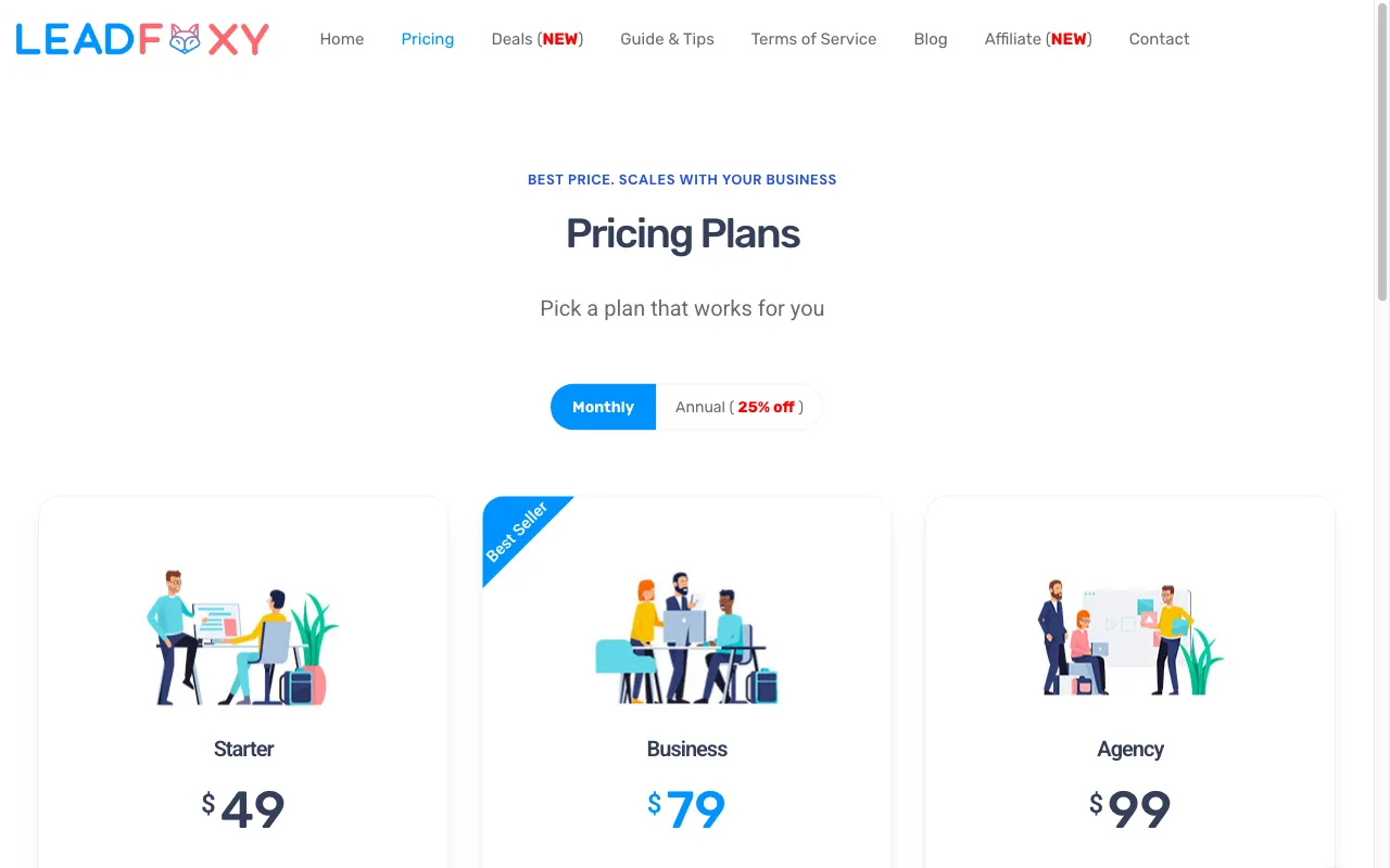 LeadFoxy — pricing page