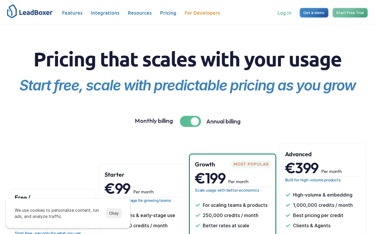 Leadboxer — pricing page