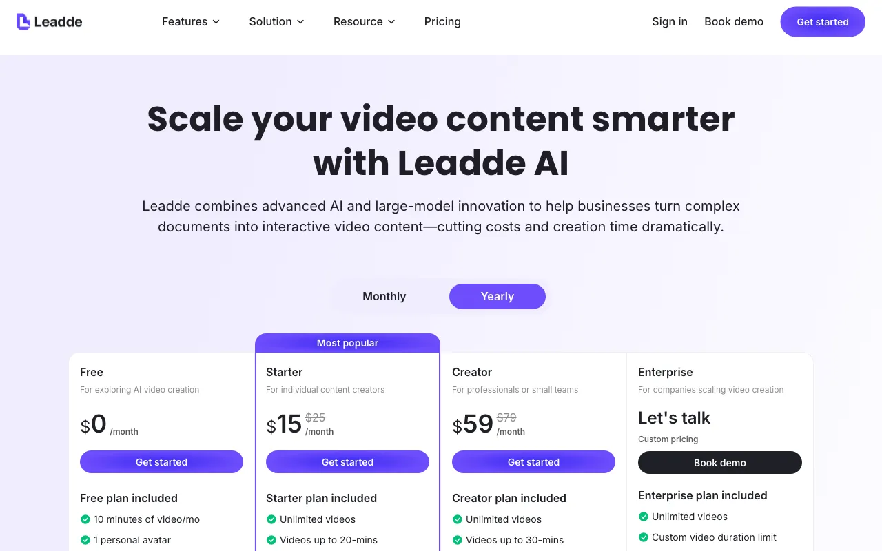 Leadde AI — pricing page