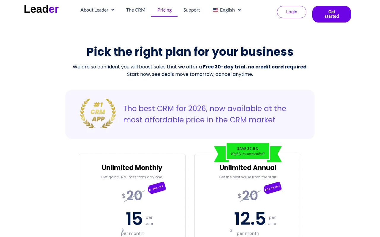 Leader.net — pricing page