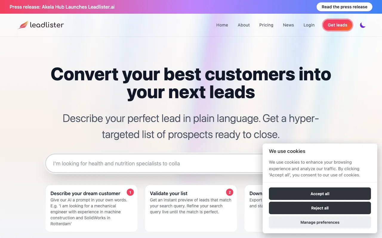 Leadlister — preview screenshot