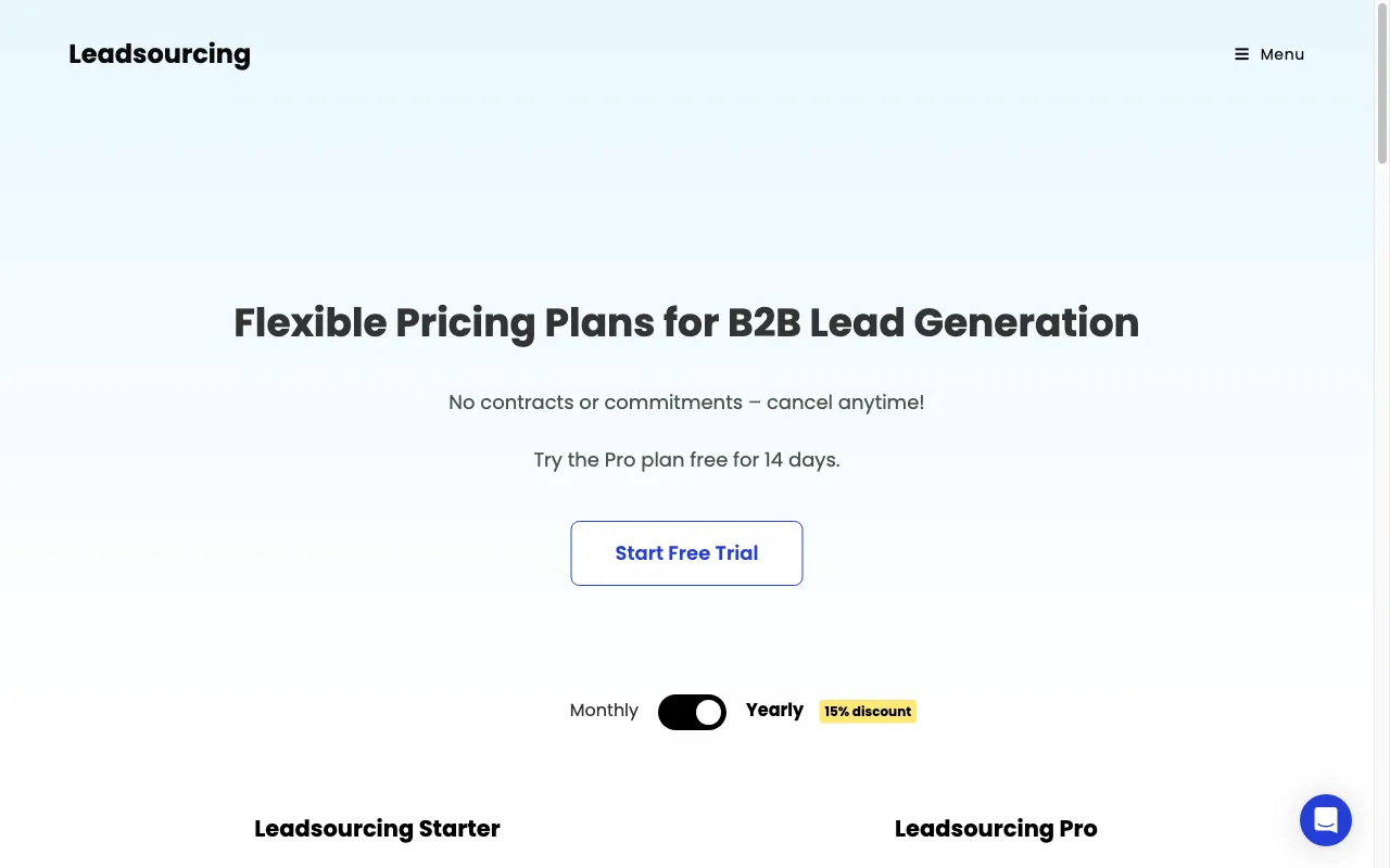 Leadsourcing — pricing page