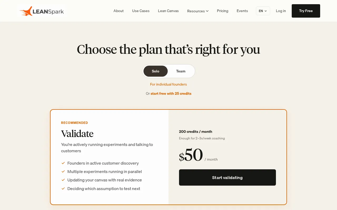 LEANSpark — pricing page