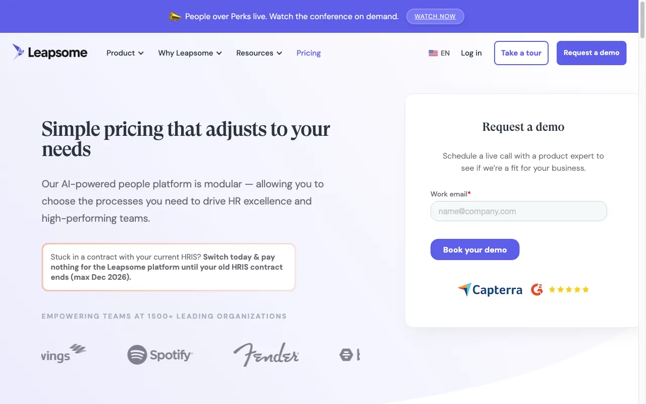 Leapsome — pricing page