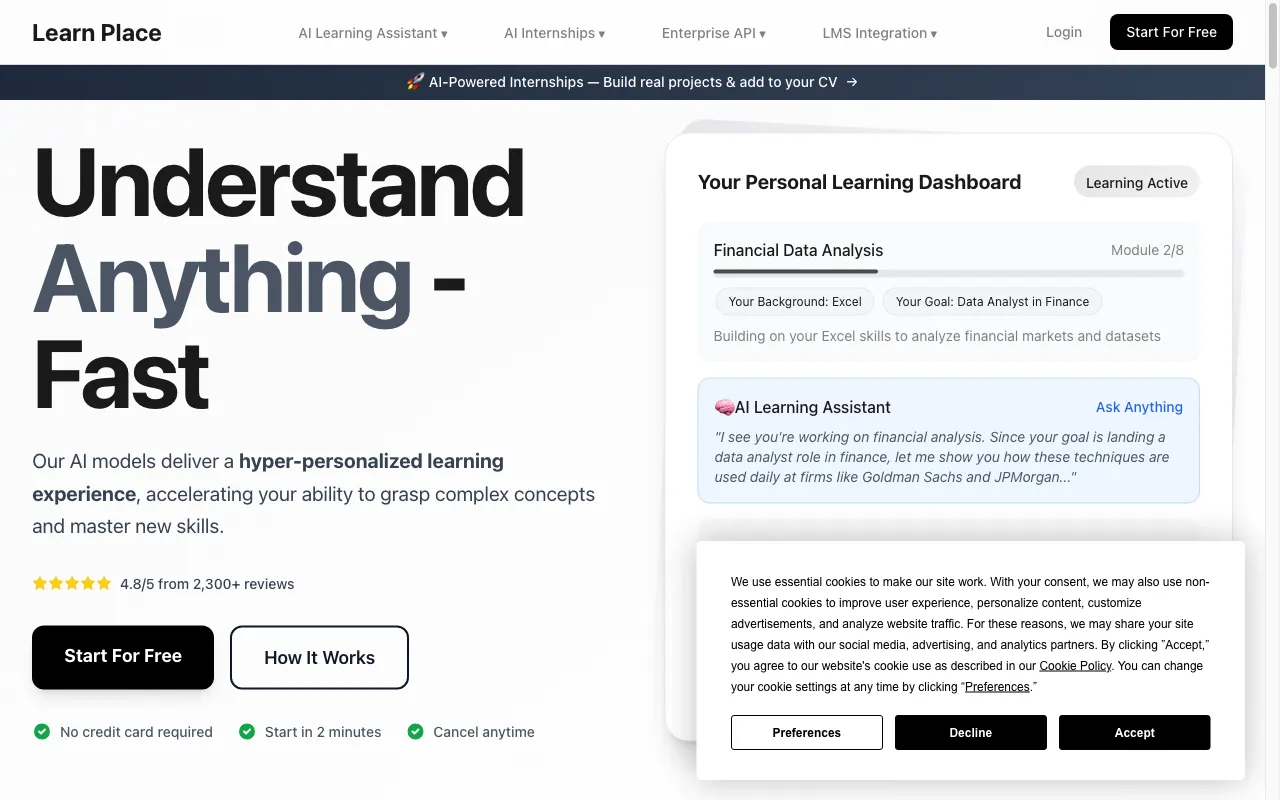 Learn Place AI-Powered Personalized Learning Assistant — preview screenshot