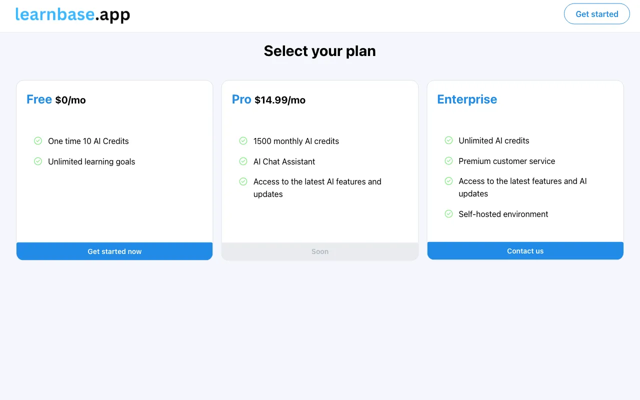 Learnbase — pricing page