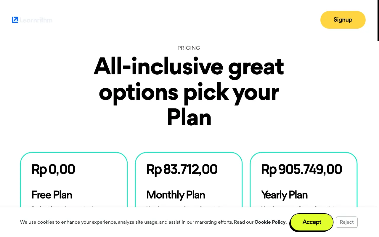 Learnrithm Ai — pricing page