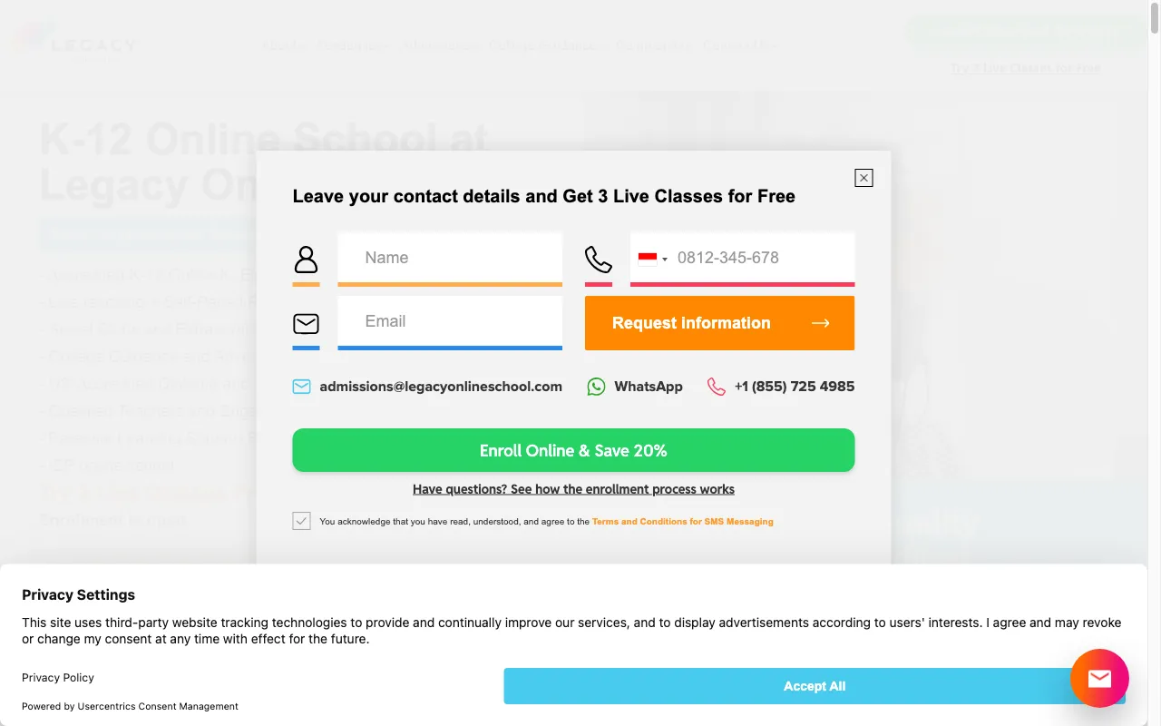Legacy Online School — preview screenshot