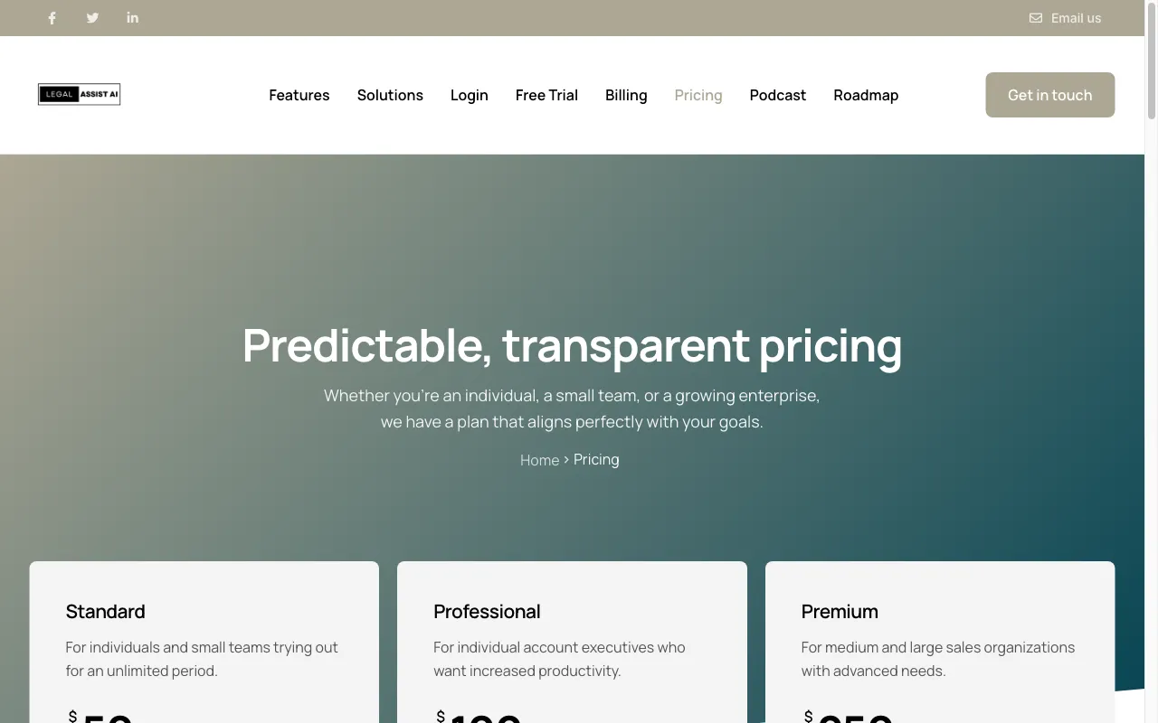 Legal Assist AI 2.0 — pricing page