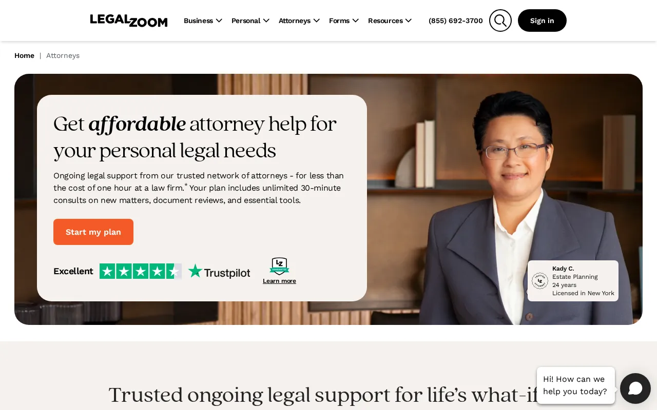 Legalzoom — pricing page