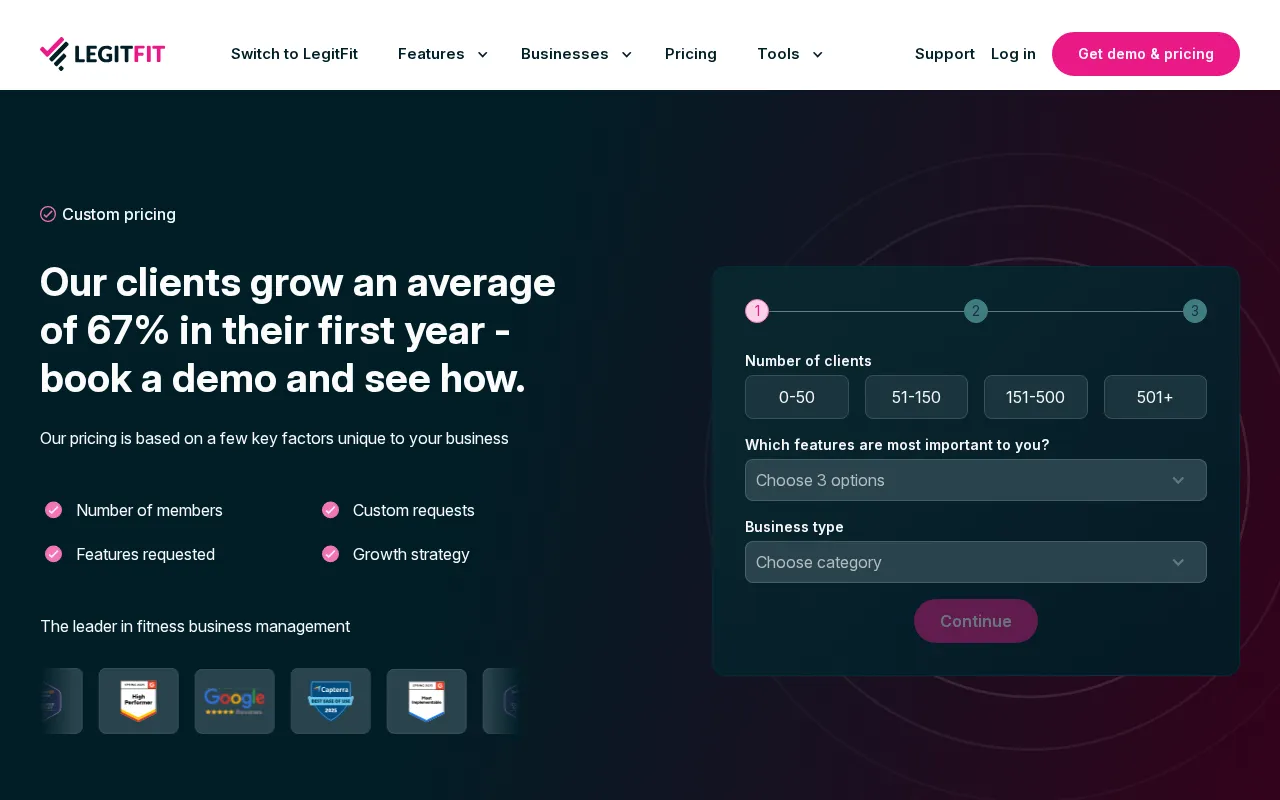 Legitfit — pricing page