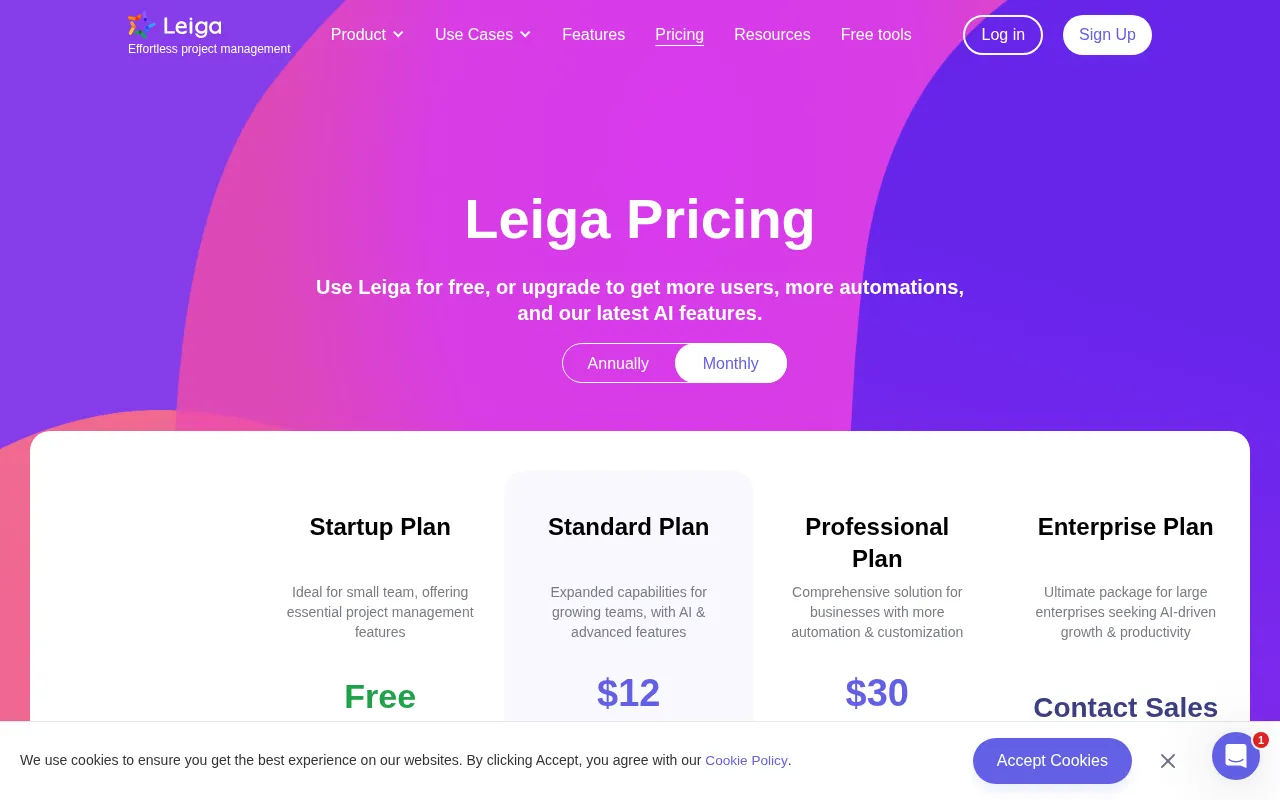 Leiga — pricing page
