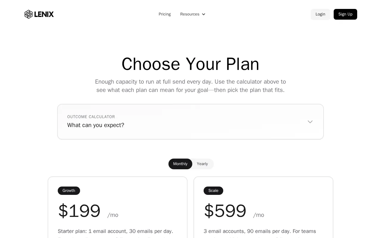 Lenix — pricing page