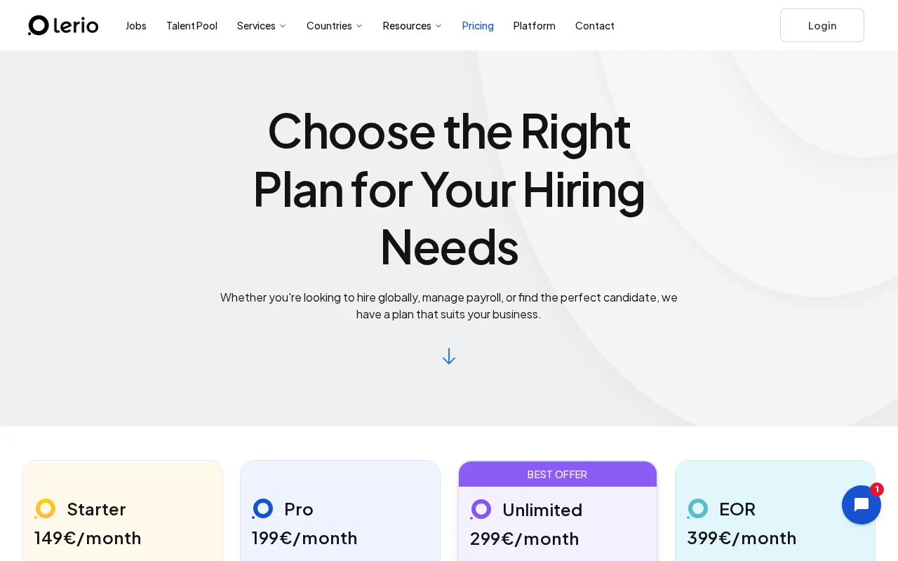 Lerio — pricing page