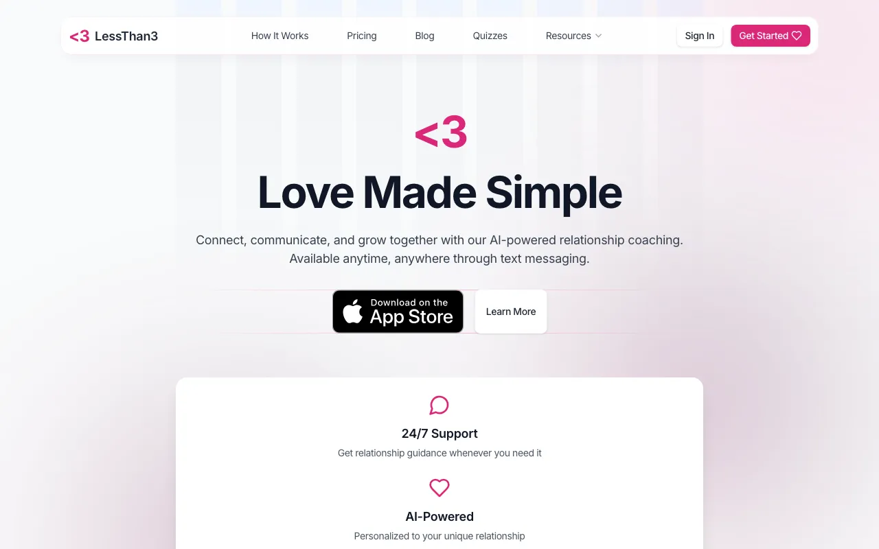 LessThan3 AI Relationship Counseling — preview screenshot