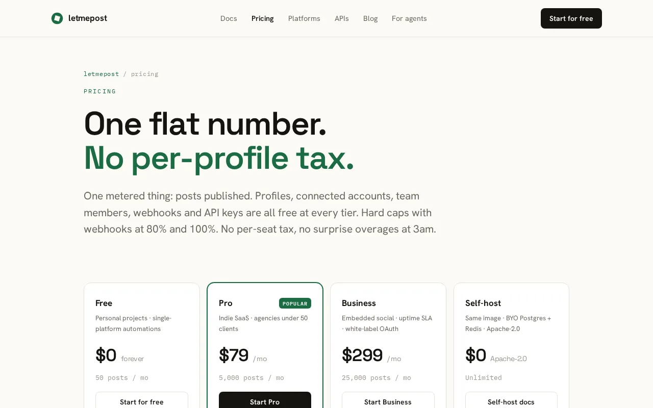 Letmepost — pricing page