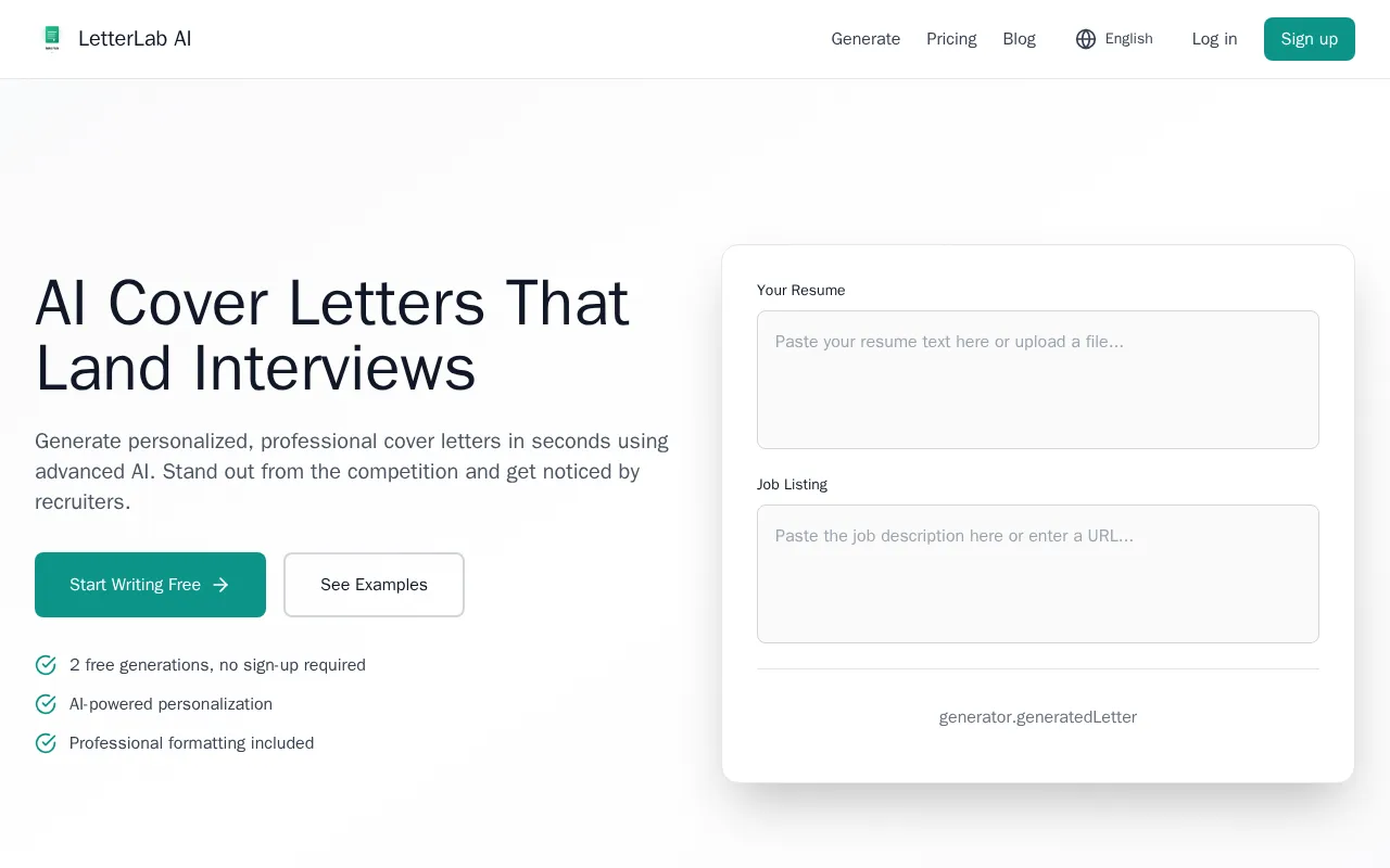 LetterLab AI — preview screenshot