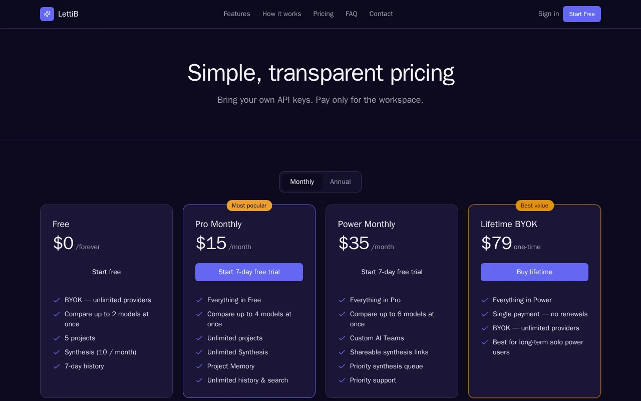 LettiB — pricing page