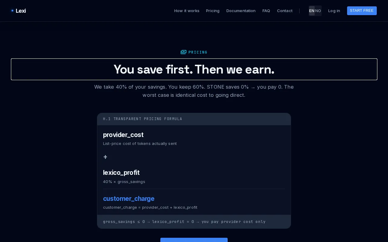 Lexi — pricing page