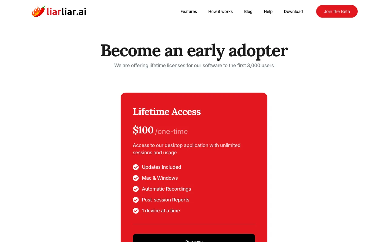 LiarLiar.ai — pricing page