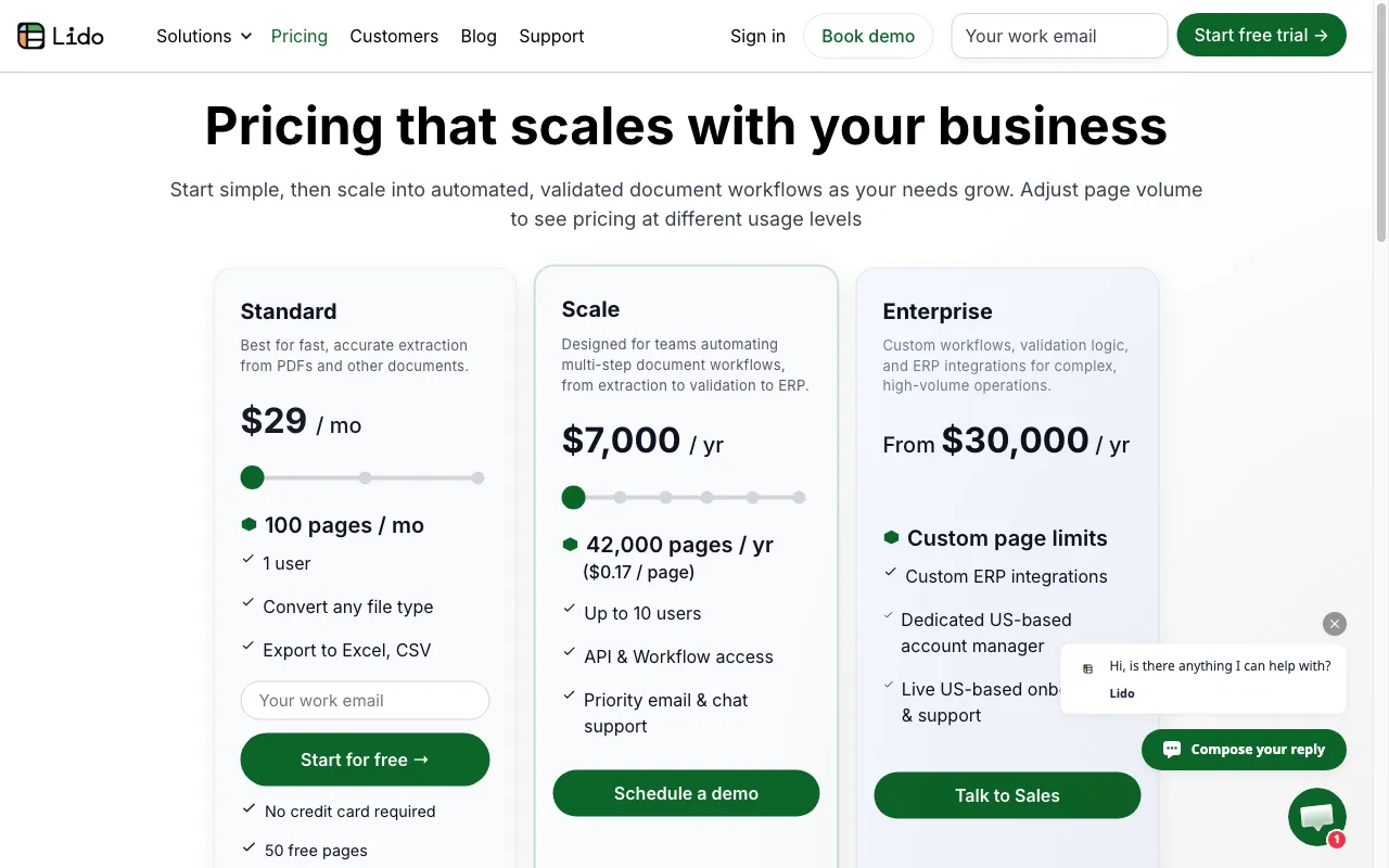 Lido — pricing page