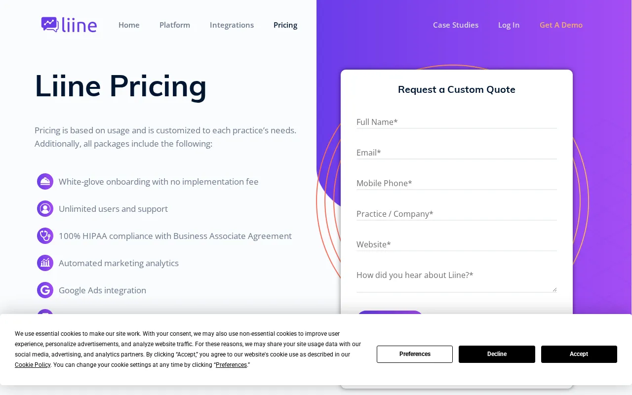 Liine — pricing page