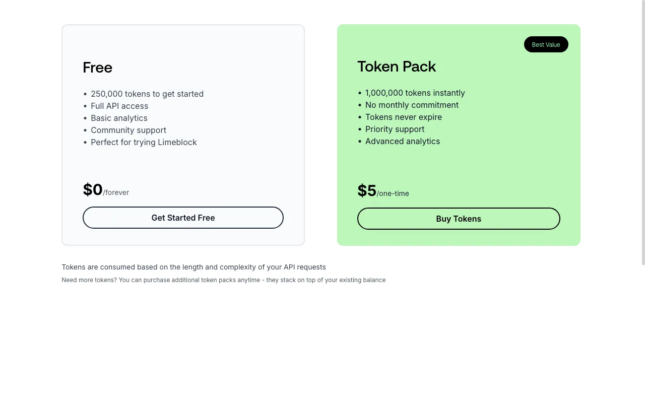 Limeblock — pricing page