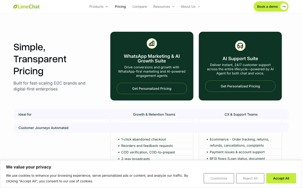 LimeChat — pricing page