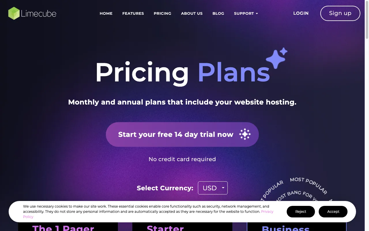 Limecube — pricing page
