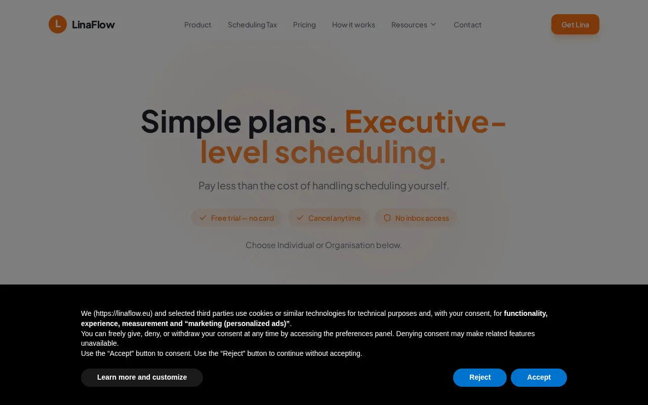 LinaFlow — pricing page