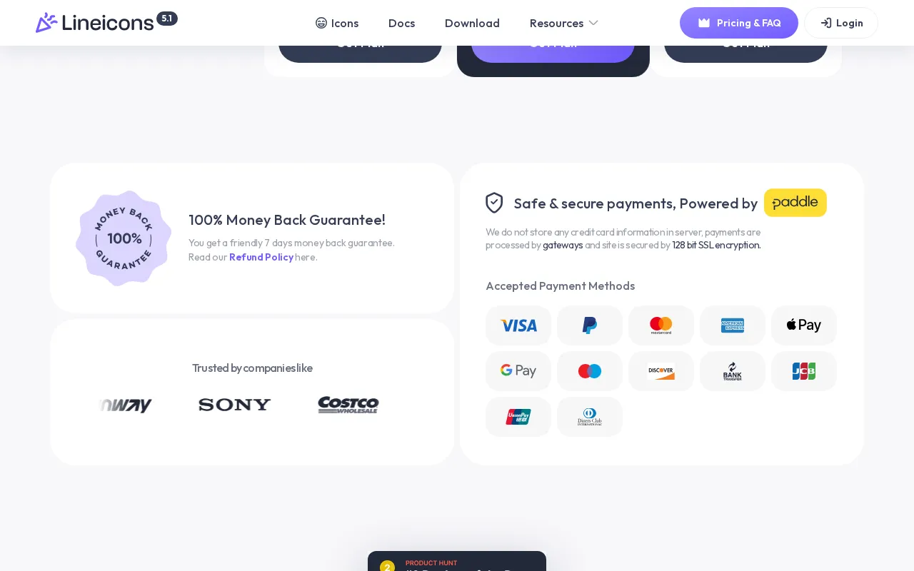 Lineicons — pricing page
