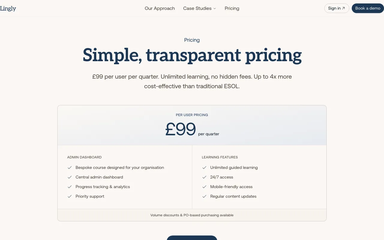 lingly — pricing page