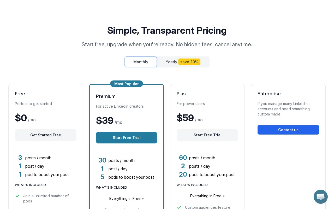 Linkboost — pricing page