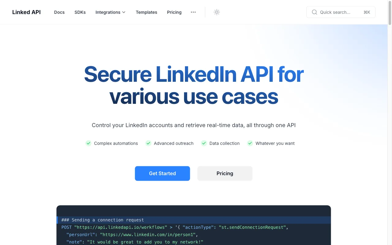 Linked API — preview screenshot