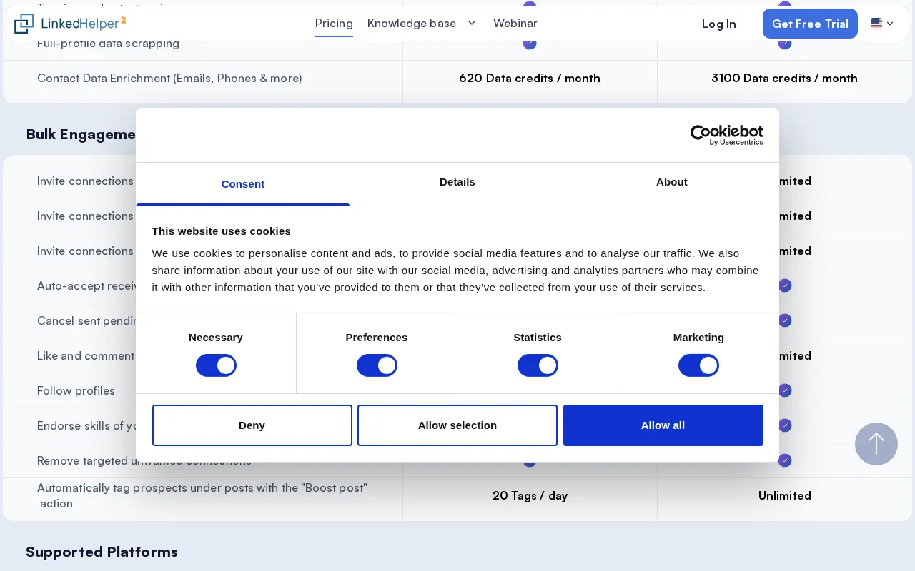 Linked Helper — pricing page